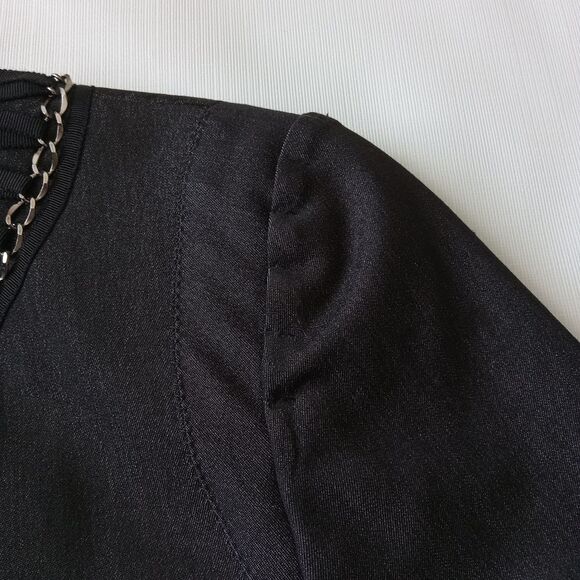 T Tahari Black and Gray Button Front Embellished Fitted Blazer Jacket Women's 8 - Picture 7 of 13